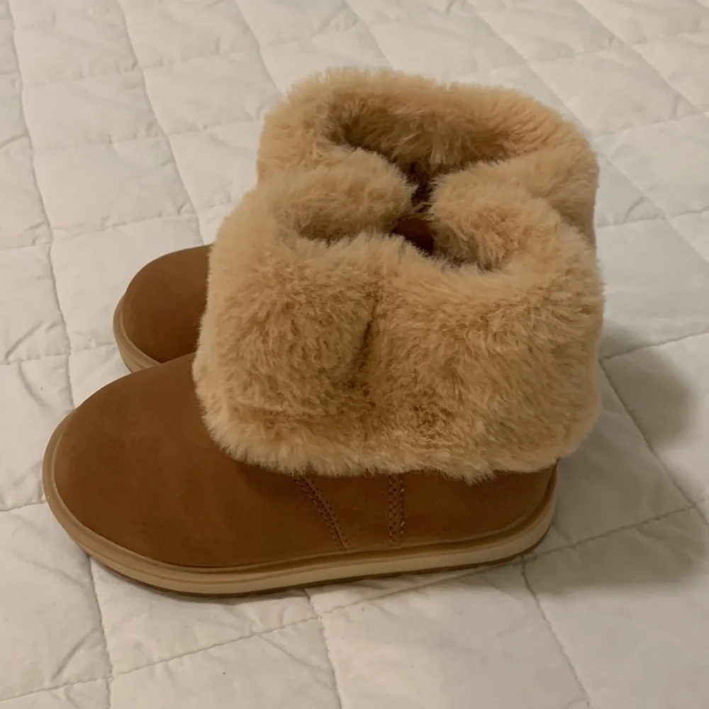 Zara Kids Tan Brown Faux Fur Lined Winter Boots